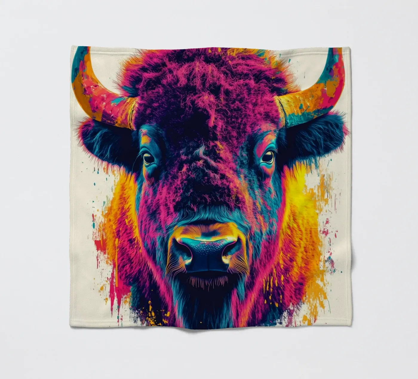 Bison fleece blanket by Lionmixart