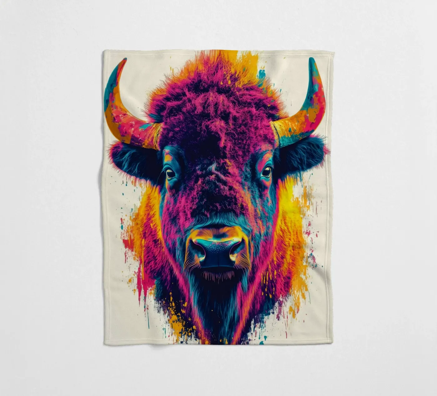 Bison fleece blanket by Lionmixart