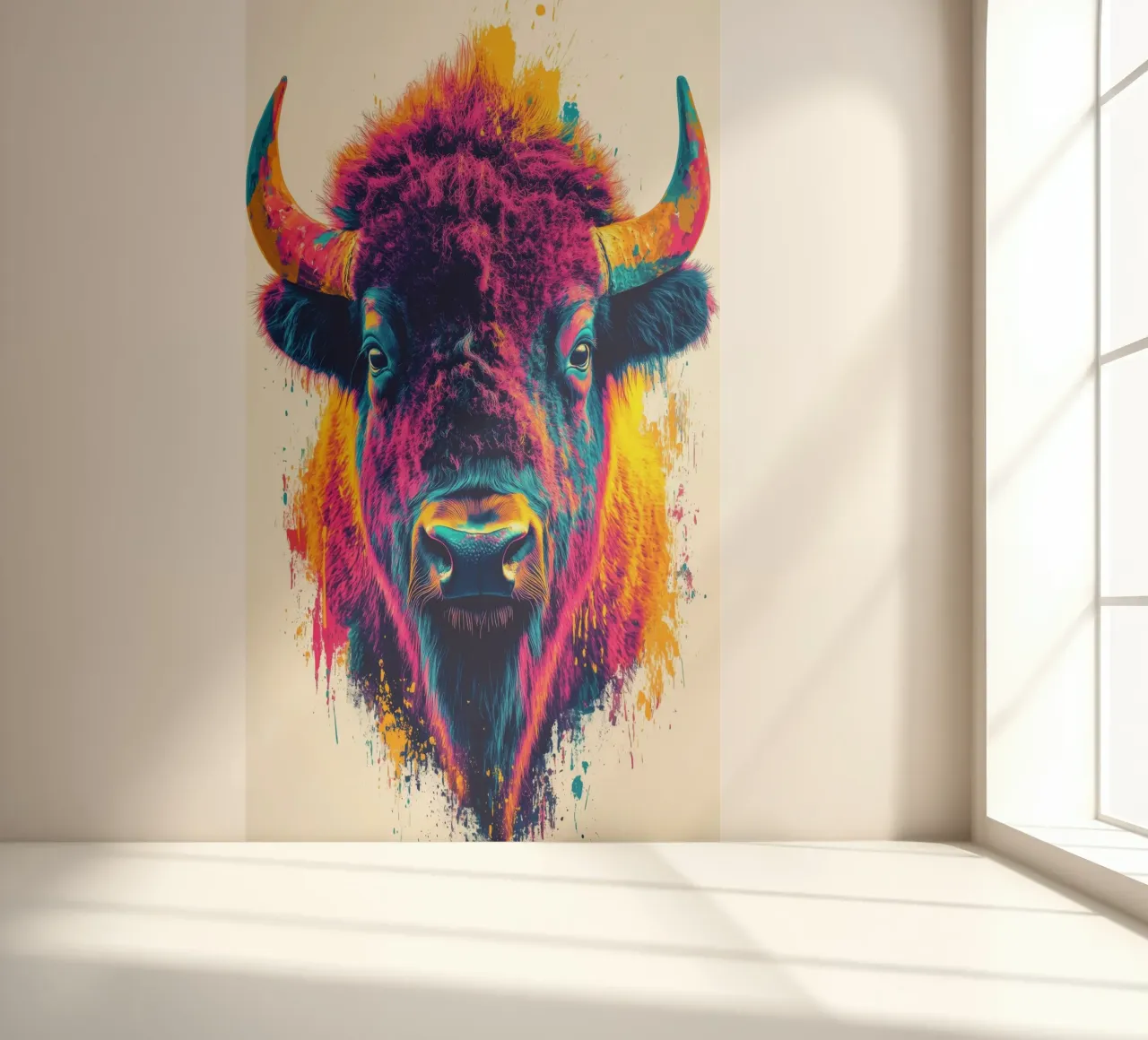 Bison fotobehang van Lionmixart
