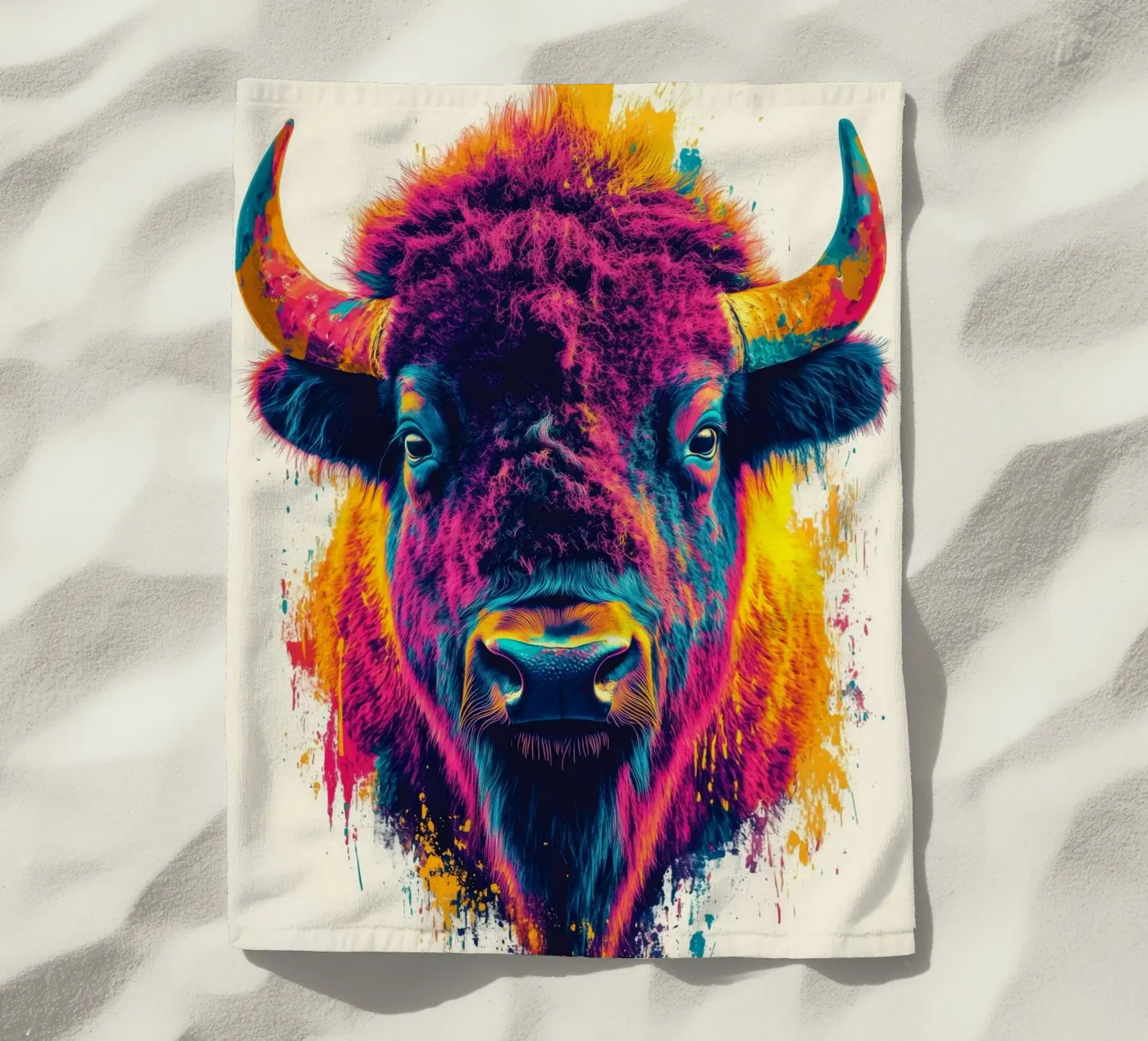 Bison serviette de plage de Lionmixart