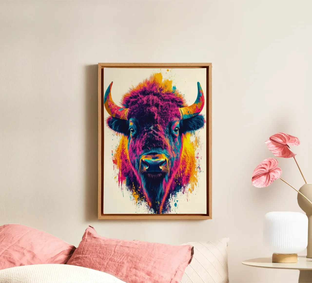 Bison canvas by Lionmixart