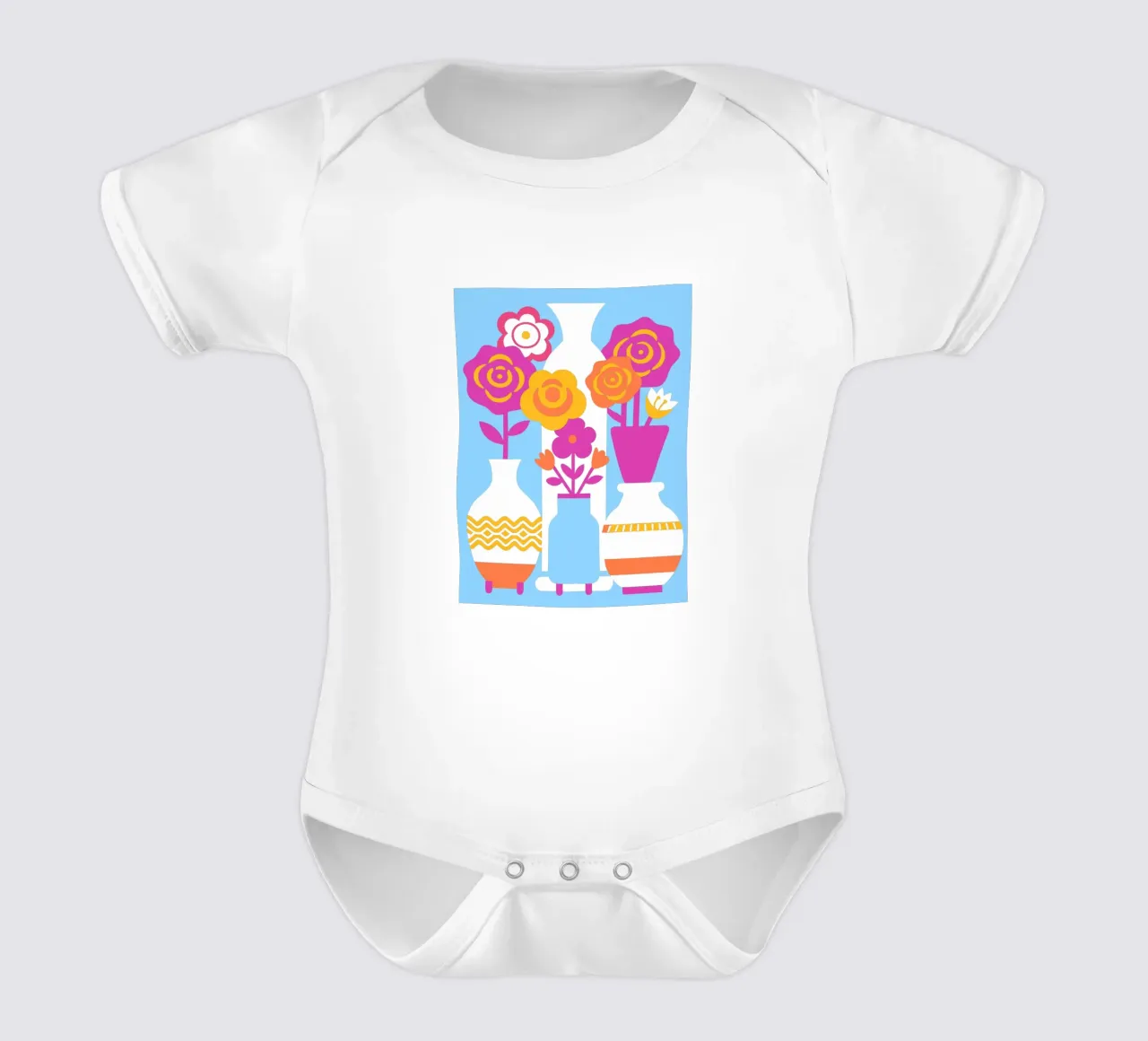 Four Flower Vases short-sleeve baby romper by FLOWER PLACE SHOP