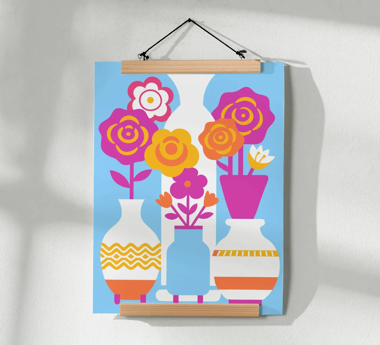 Vier bloemenvazen poster van FLOWER PLACE SHOP