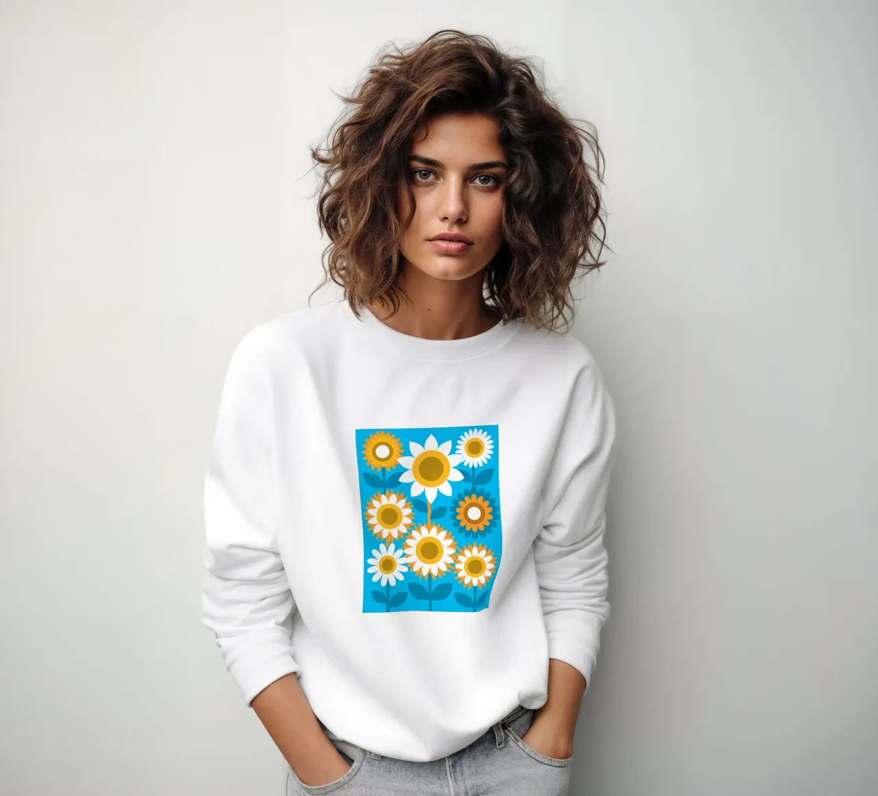 Sfondo blu girasole felpa da FLOWER PLACE SHOP