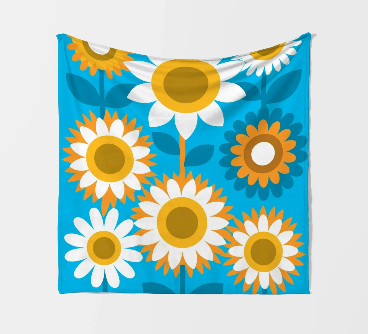 Sfondo blu girasole coperta in pile da FLOWER PLACE SHOP