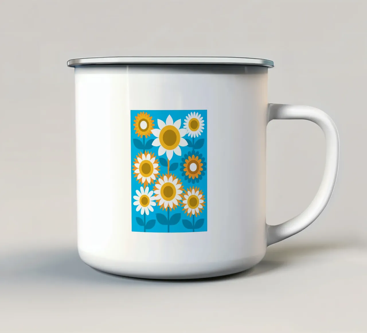 Sfondo blu girasole tazza in smalto da FLOWER PLACE SHOP