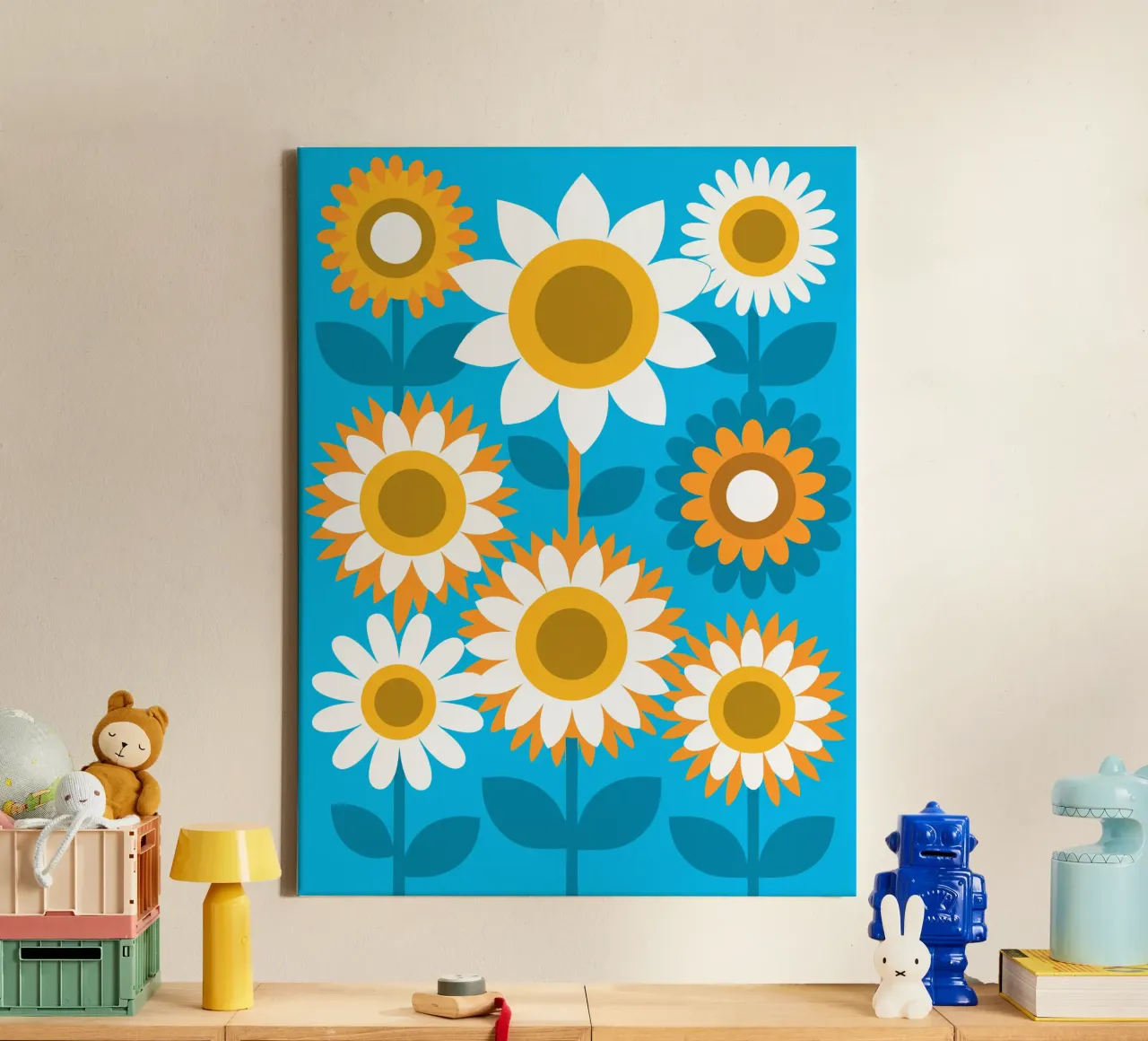 Sfondo blu girasole tela con Cornice a cassetta da FLOWER PLACE SHOP