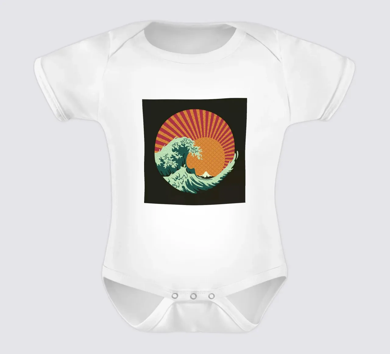 Kanagawa Wave Japanese Patterns body neonato maniche corte da Tobe Fonseca
