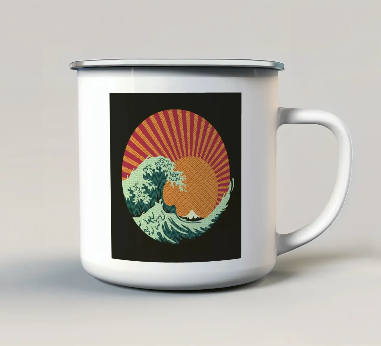 Kanagawa Wave Japanese Patterns tazza in smalto da Tobe Fonseca