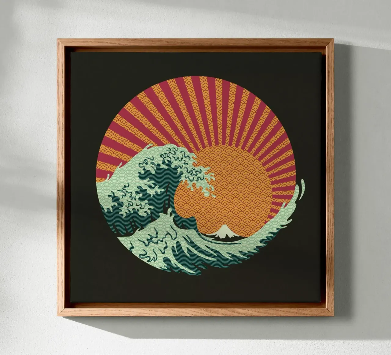 Kanagawa Wave Japanese Patterns tela con Cornice a cassetta da Tobe Fonseca