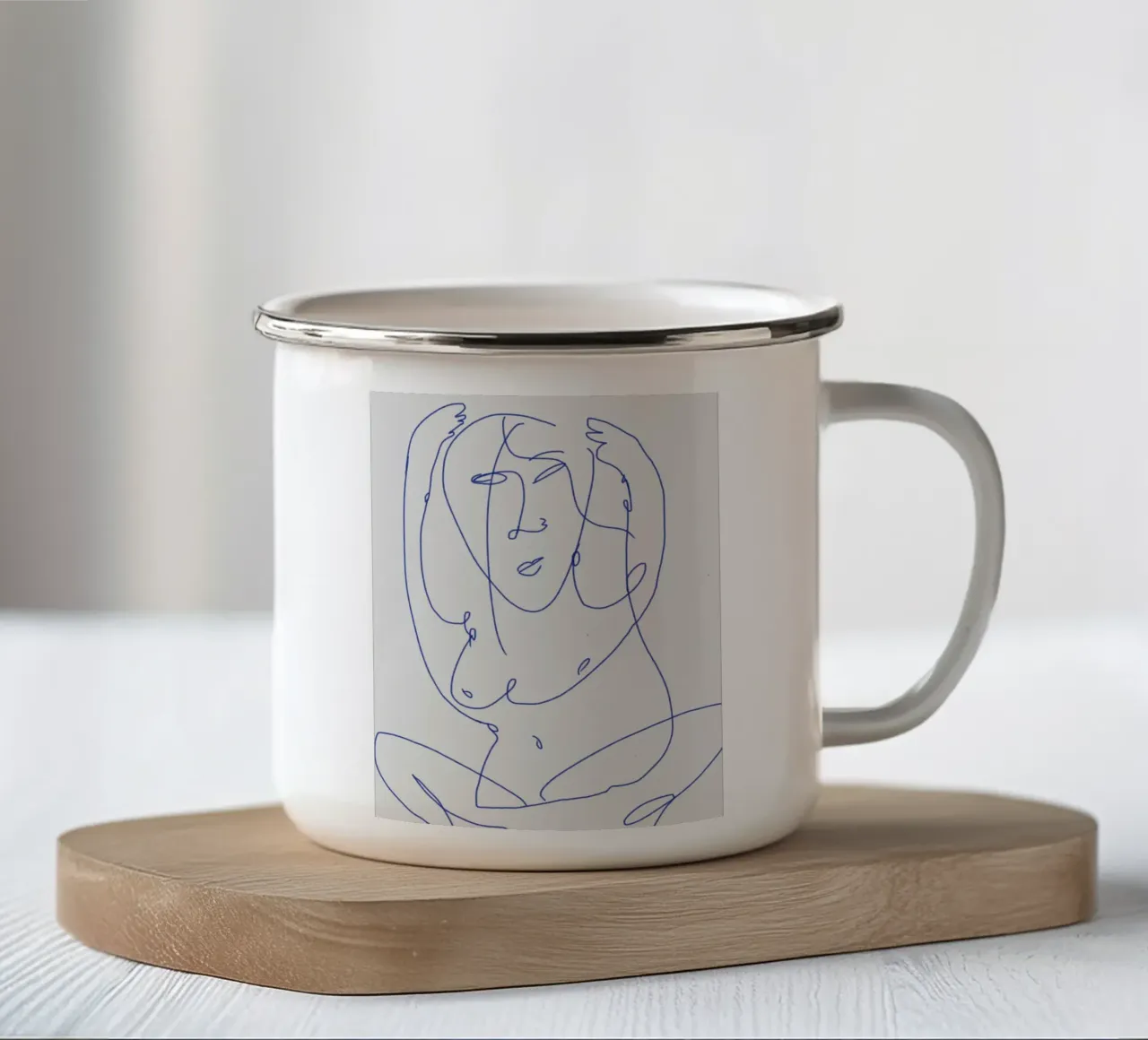 Line art nudo 03 tazza in smalto da Little Dean