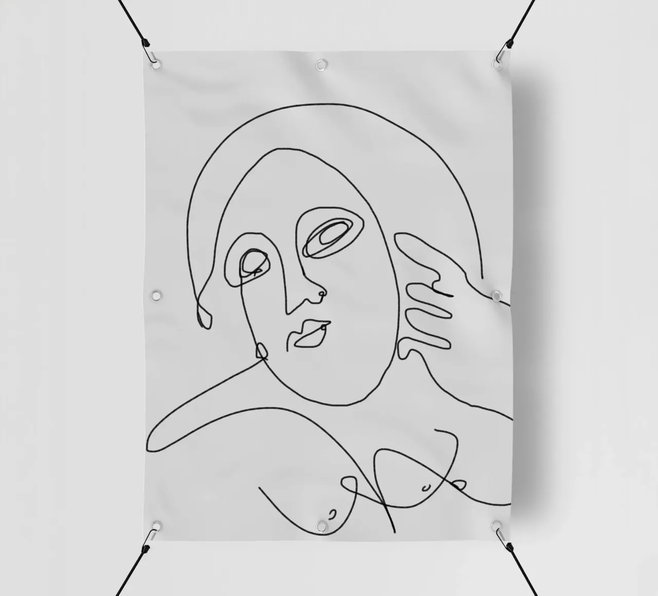 Ritratto in line art telo in pvc da Little Dean