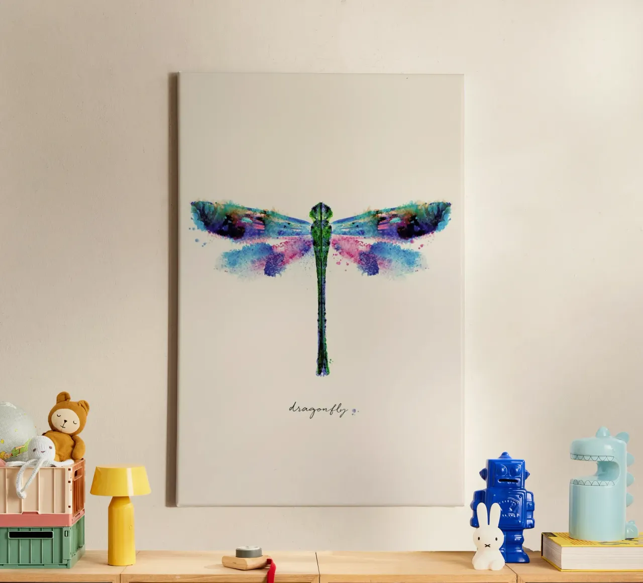 Ink Dragonfly Iridescent tela con Cornice a cassetta da Flora & Fauna