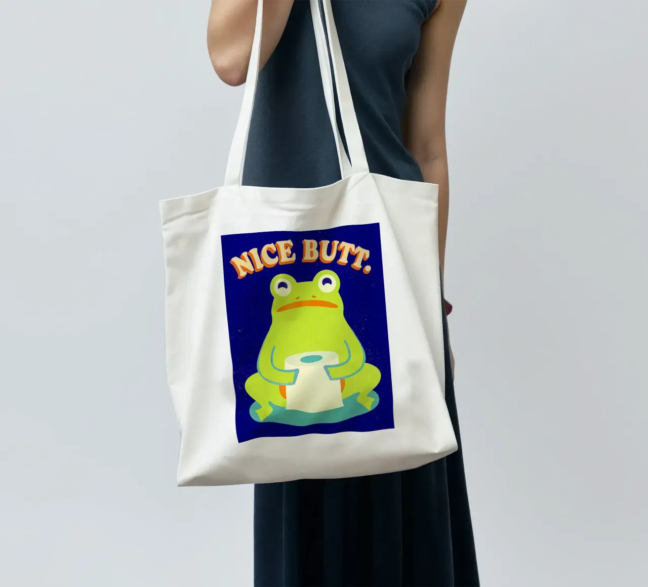 nice butt frog funny toilet tote bag by ralliness