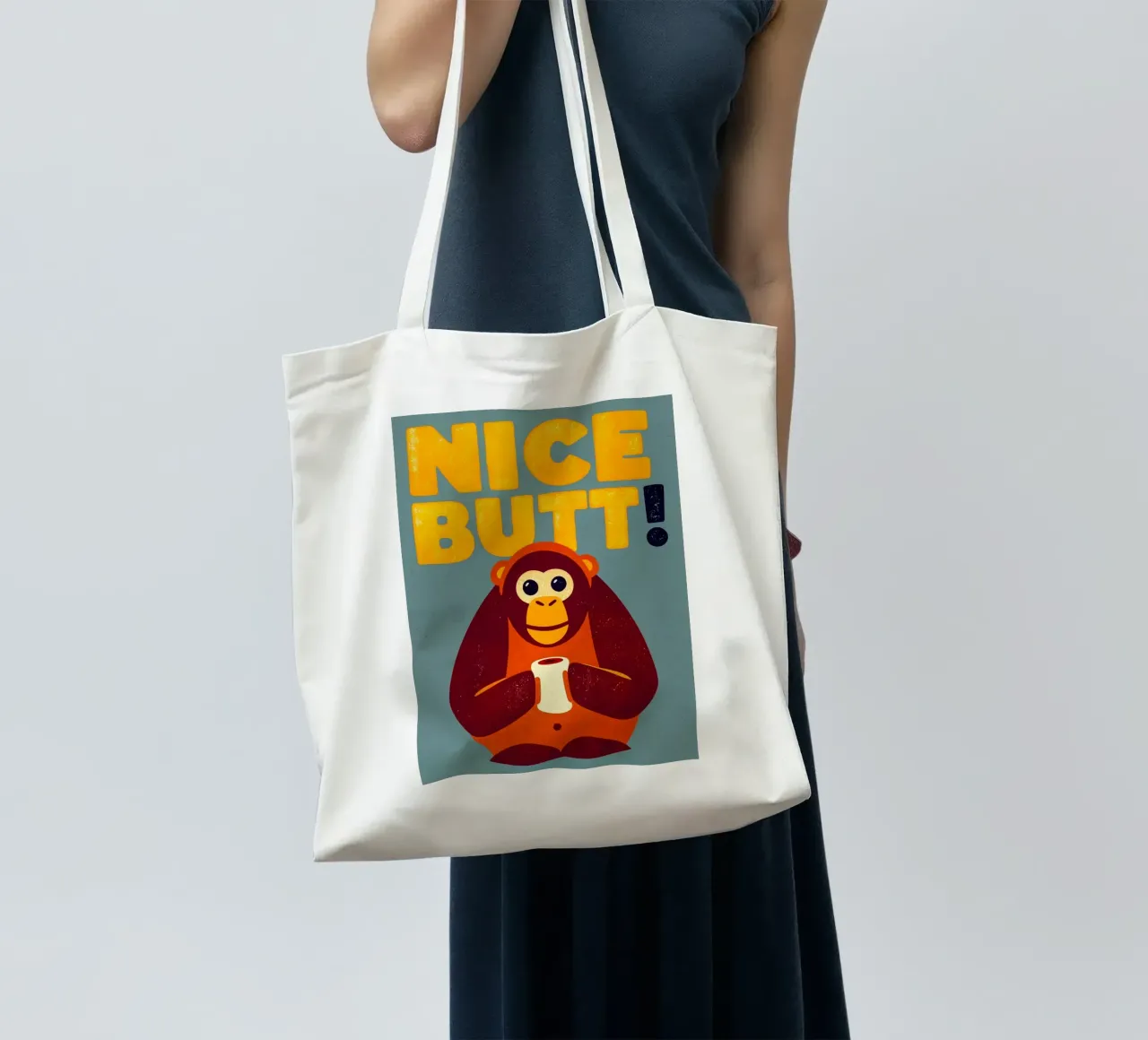 nice butt monkey funny toilet tote bag by ralliness