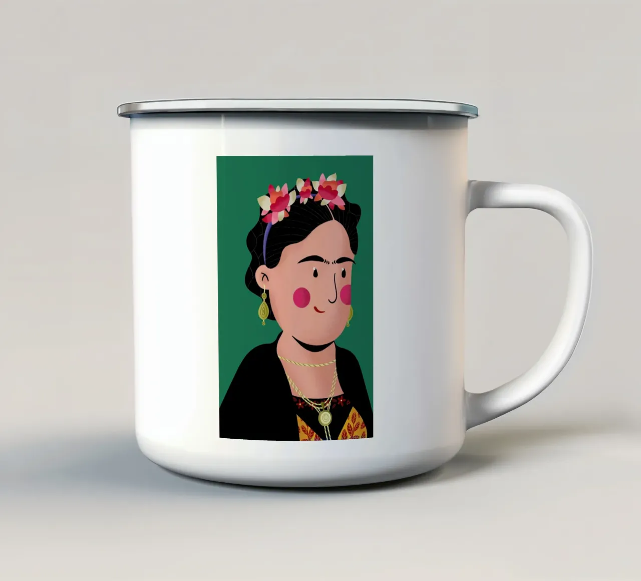 Frida Kahlo Portrait tazza in smalto da Rafa Gomes