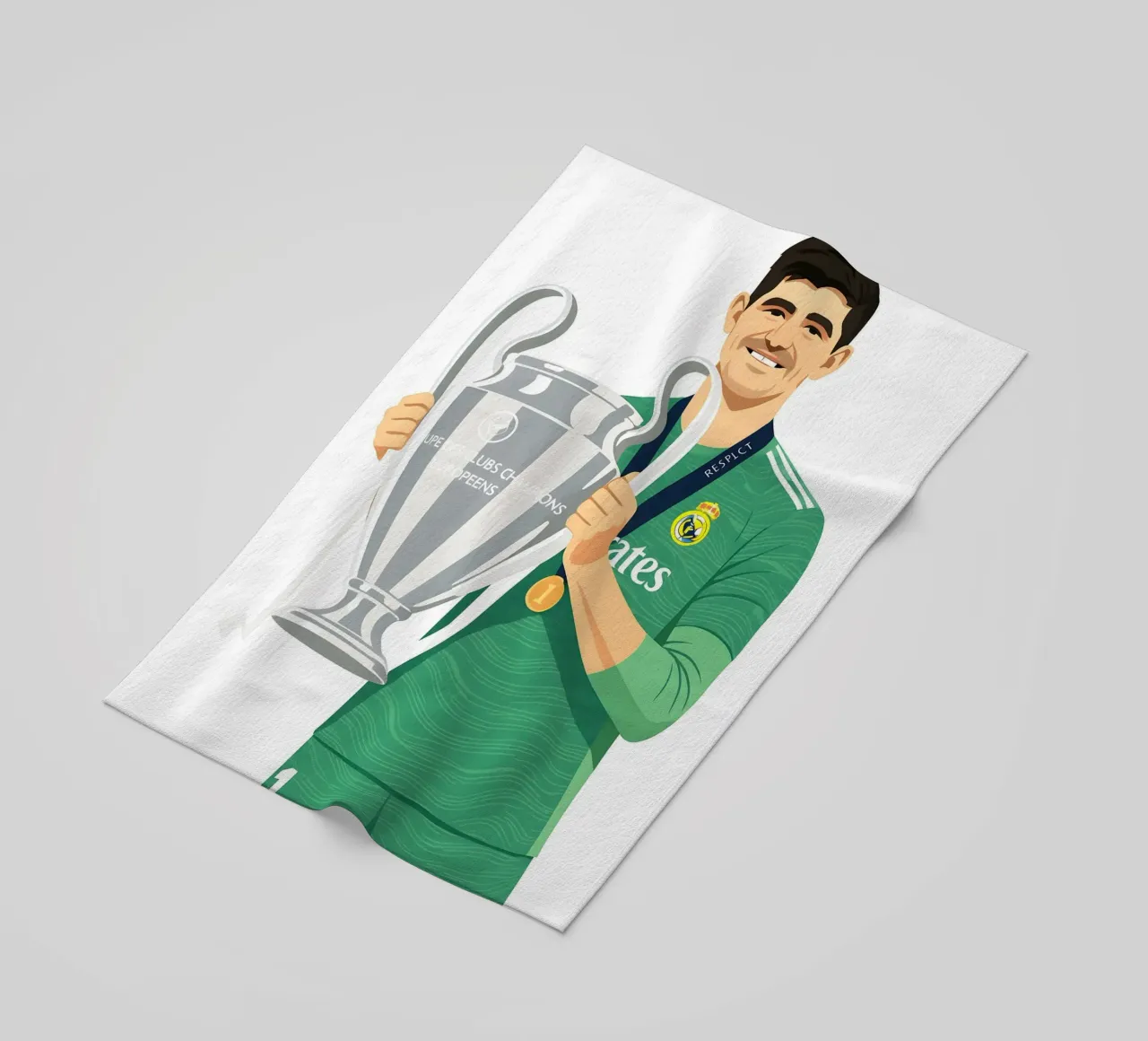 Thibaut Courtois Minimalist beach towel by MoviesArt