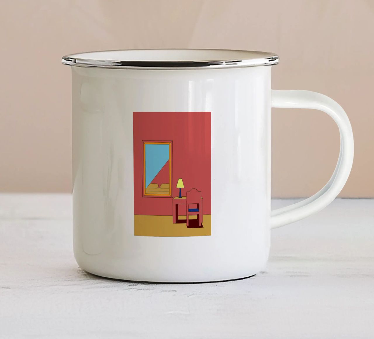 Specchio e sedia tazza in smalto da OUR SHOP