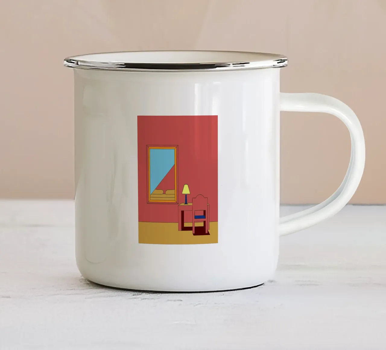 Espejo y silla taza de esmalte de OUR SHOP