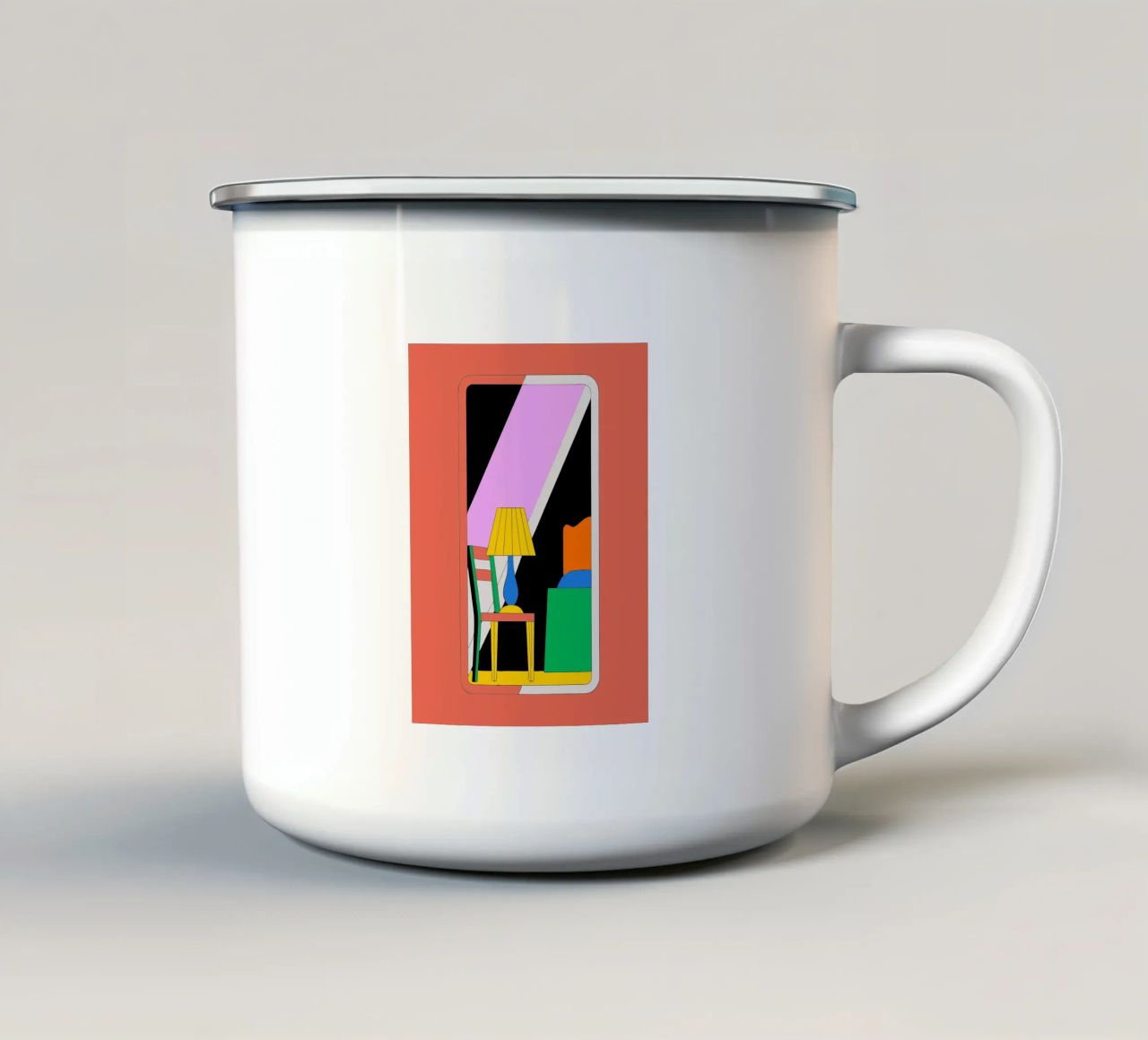 Specchio e sedia tazza in smalto da OUR SHOP