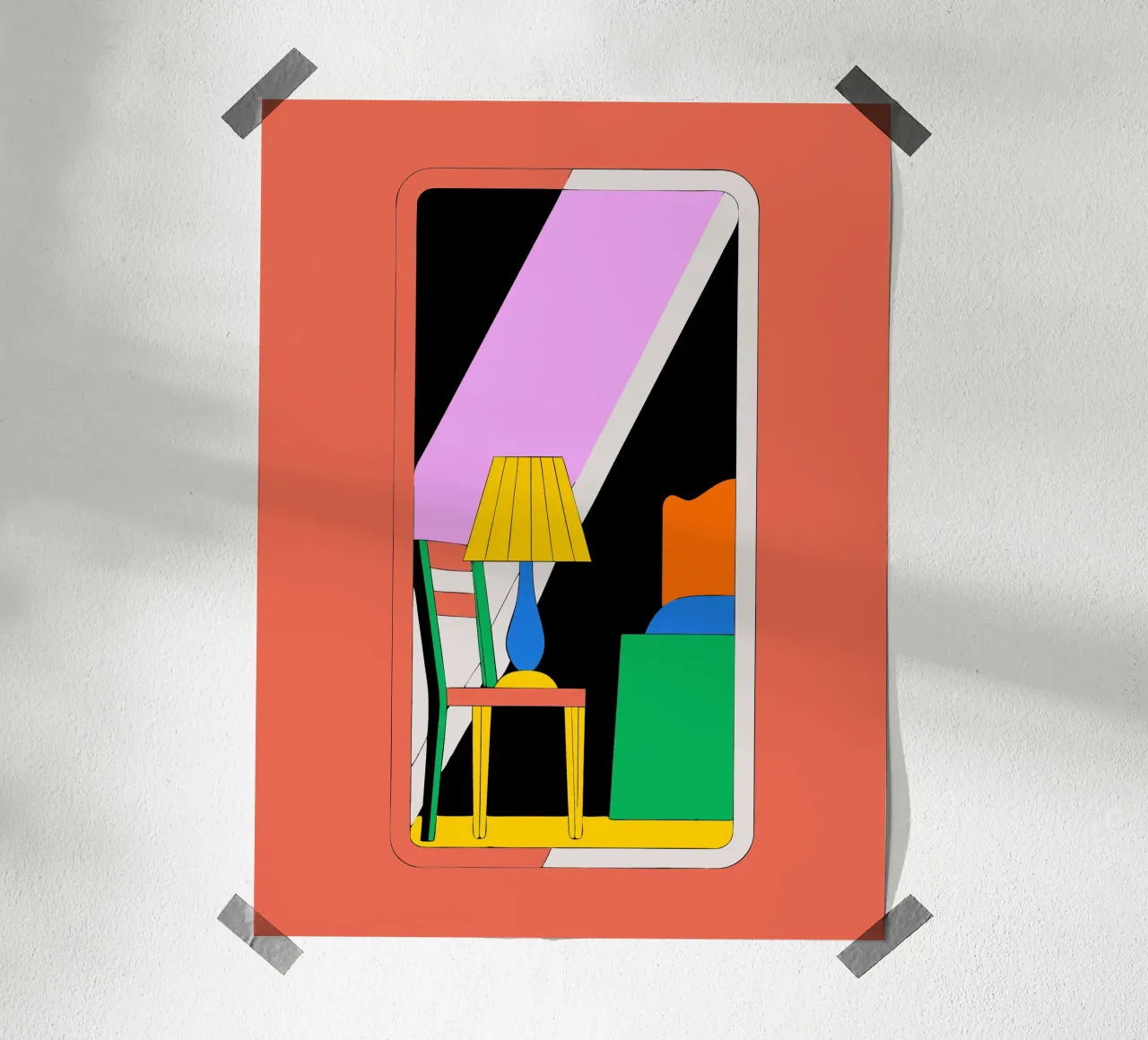 Specchio e sedia poster con telaio in legno da OUR SHOP