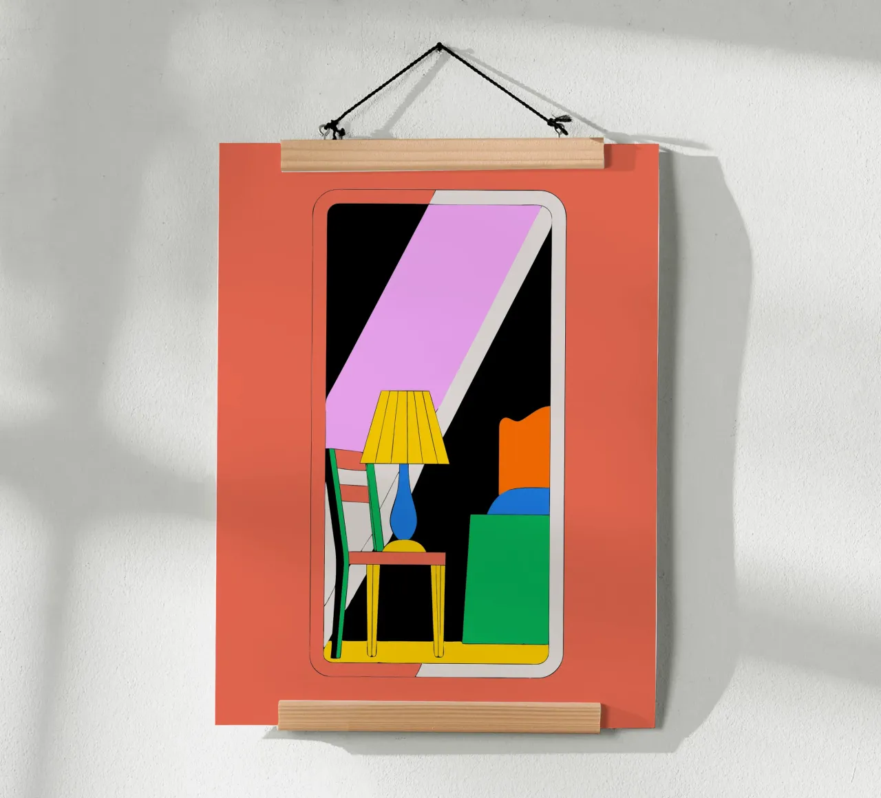 Specchio e sedia poster con telaio in legno da OUR SHOP