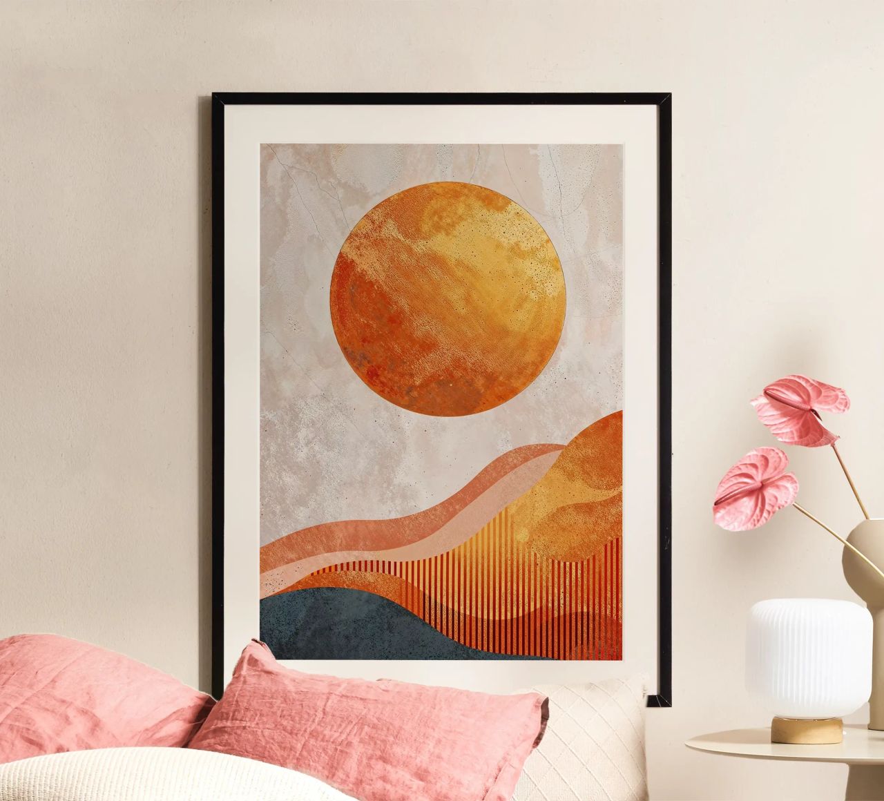 soleil vagues horizon textures motifs formes abstraites poster de Emanuel Jaimes