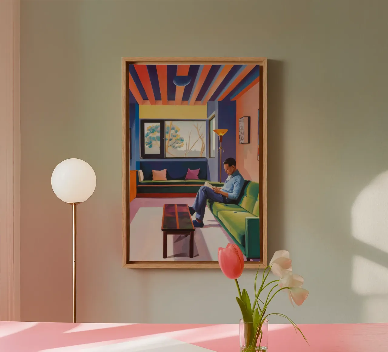 Digital Afternoon Repose canvas with Floater frame by Ember Stone