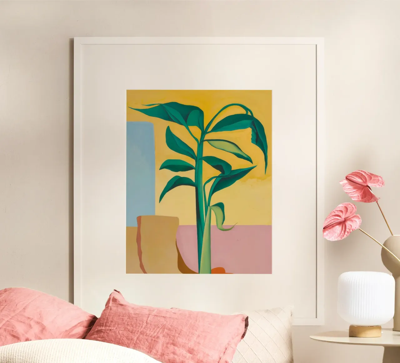 Studio della foglia verde poster con telaio in plastica da Jasper Rune