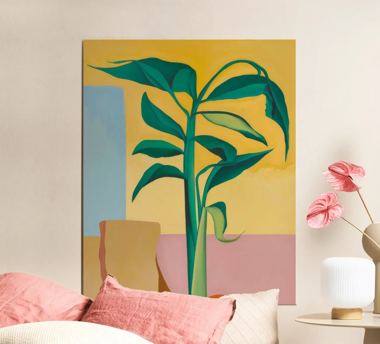 Studio della foglia verde poster con telaio in plastica da Jasper Rune