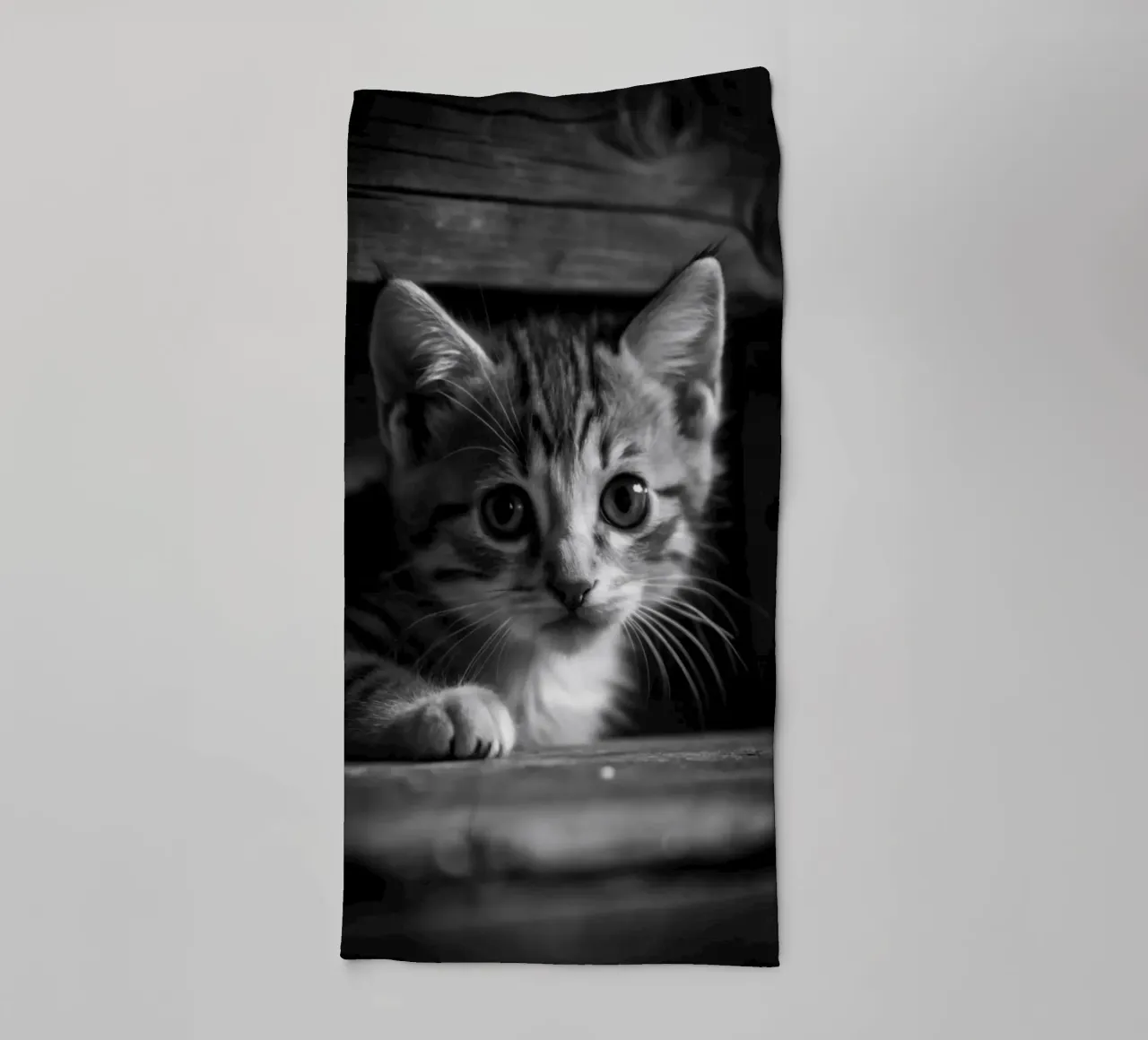cat face black and white animal photography towel by kanayaa