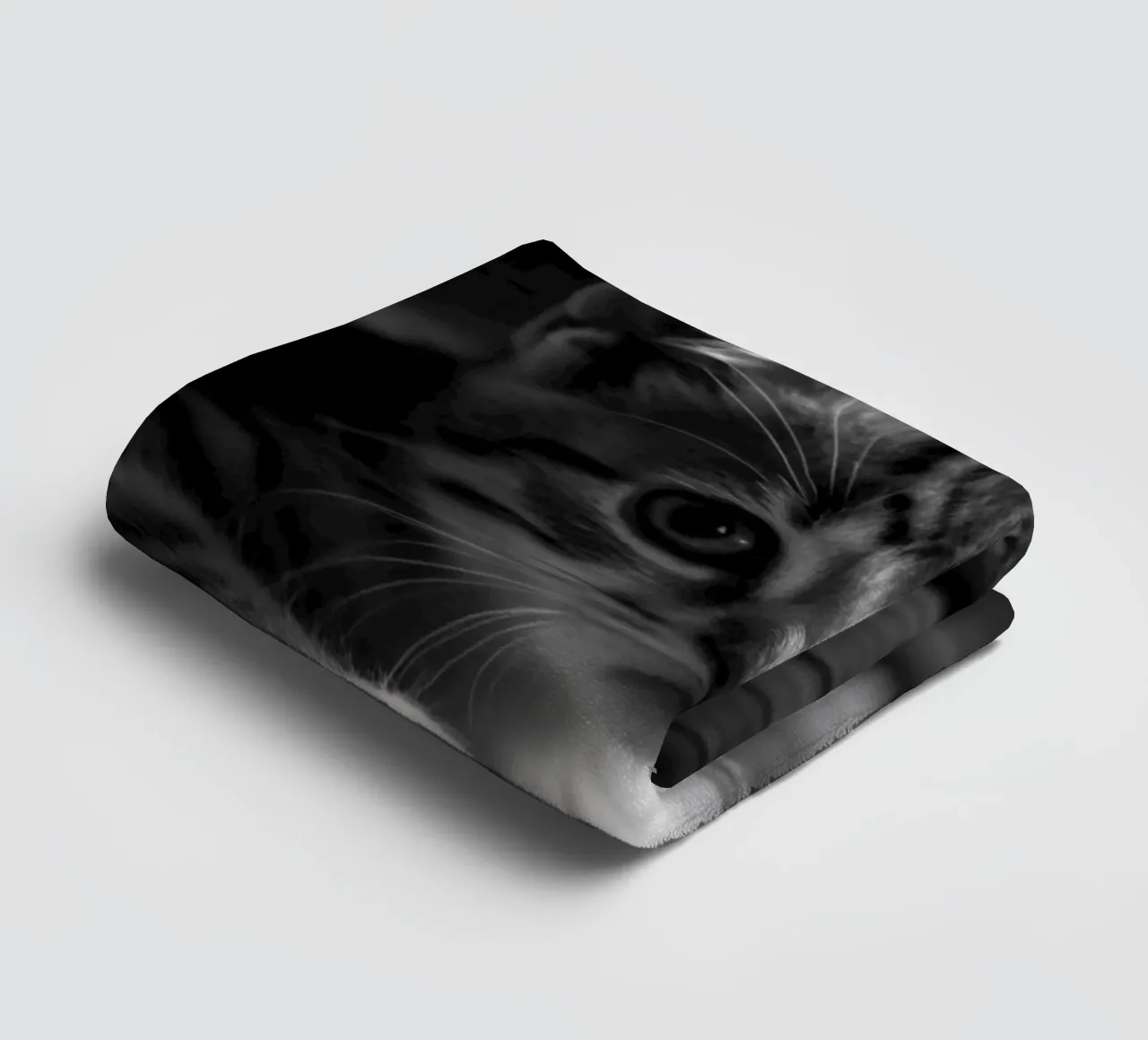 cat face black and white animal photography towel by kanayaa