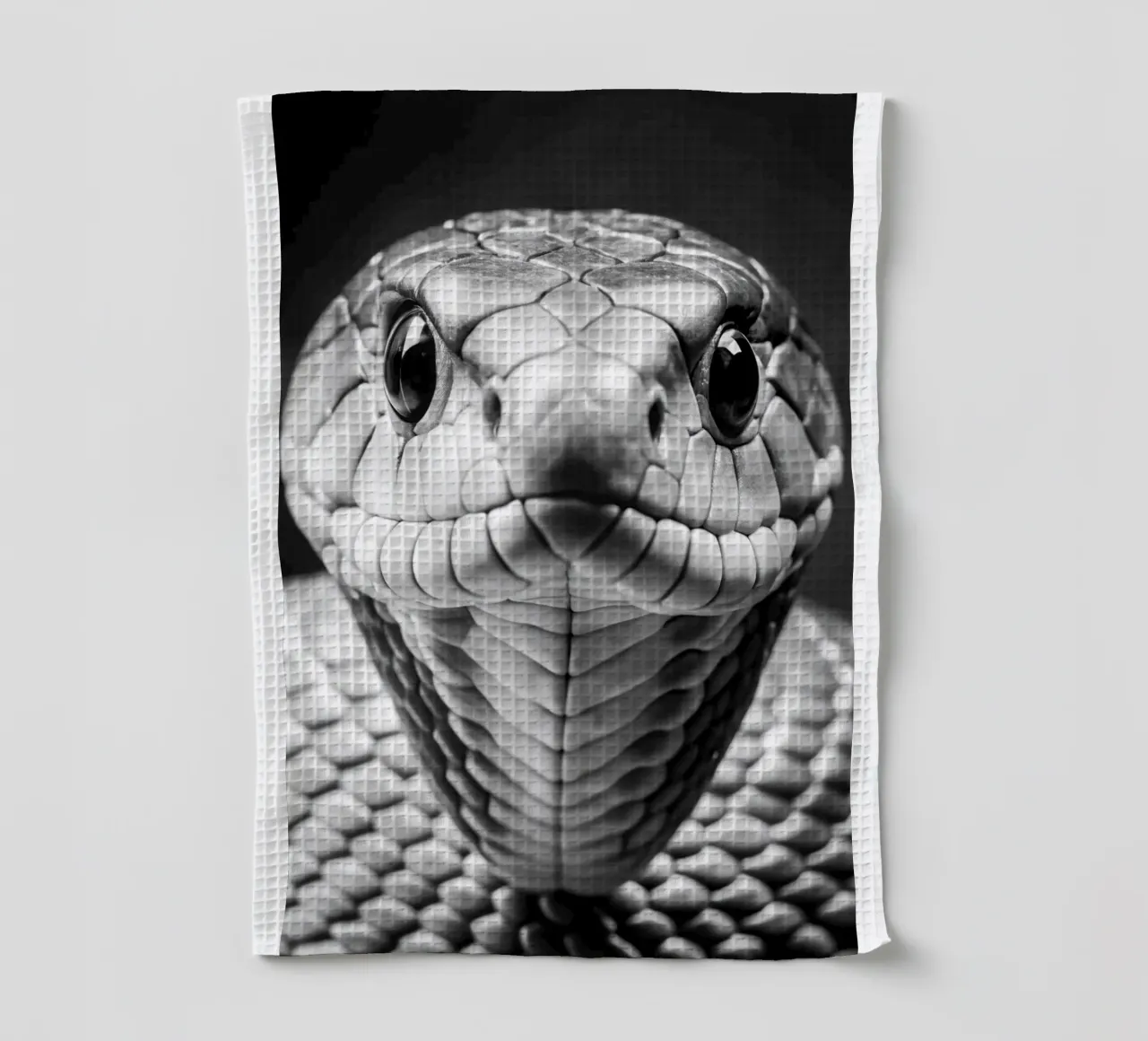 faccia di serpente cobra fotografia animale in bianco e nero canovaccio da cucina da kanayaa