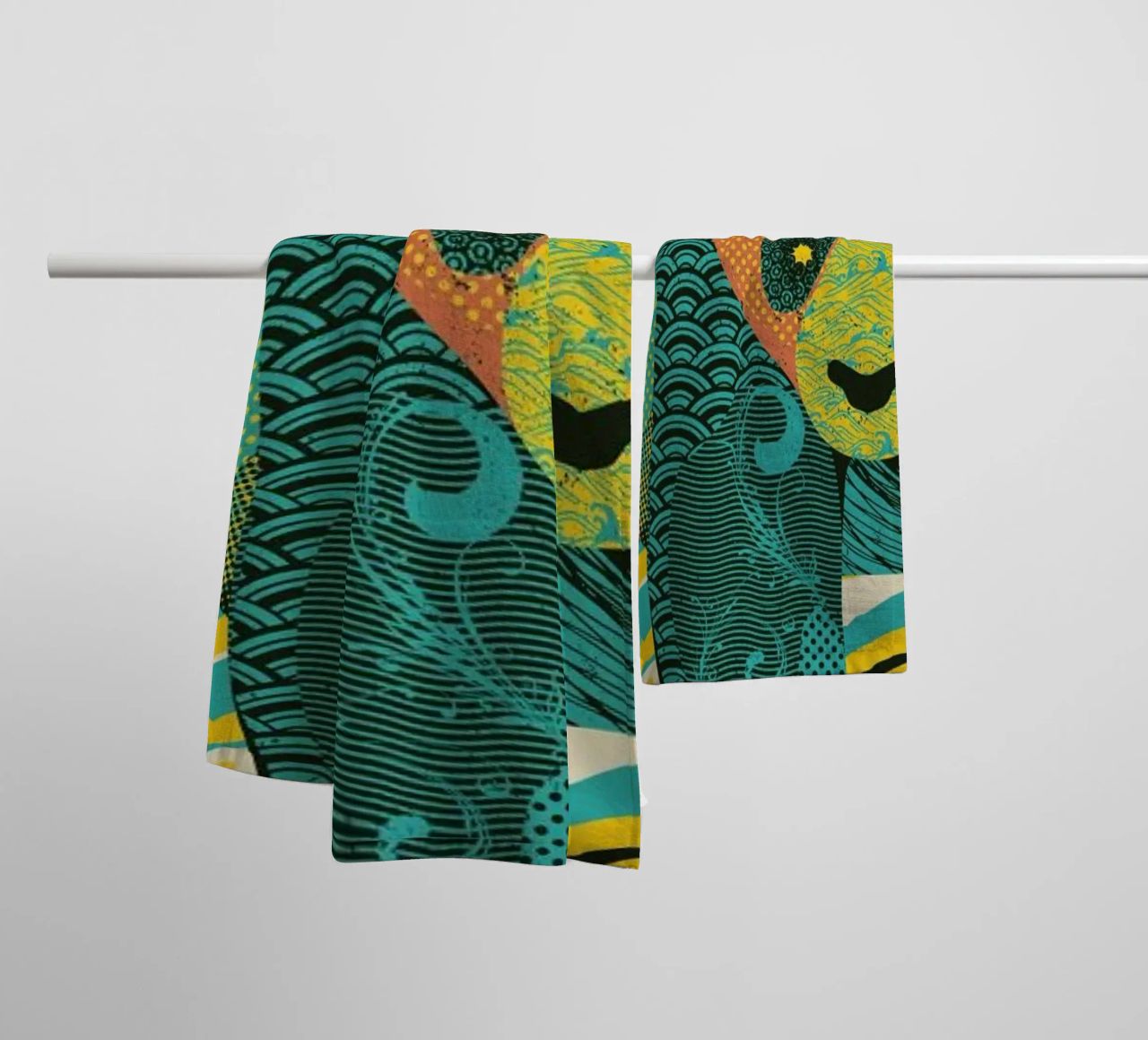 Colorful Tattooed Panda Textures serviette de bain de Tobe Fonseca