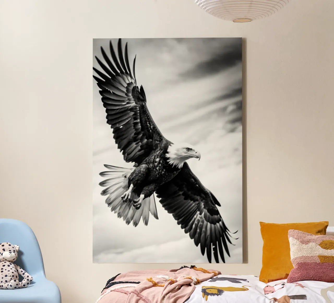 aquila fotografia animale in bianco e nero tela con Cornice a cassetta da kanayaa