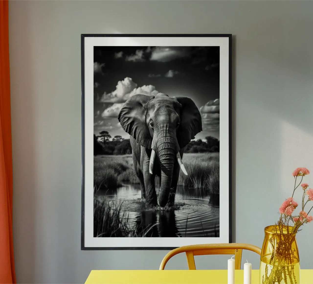olifant zwart-wit dierenfotografie poster van kanayaa