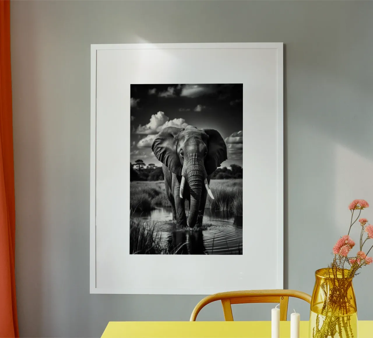 olifant zwart-wit dierenfotografie poster van kanayaa