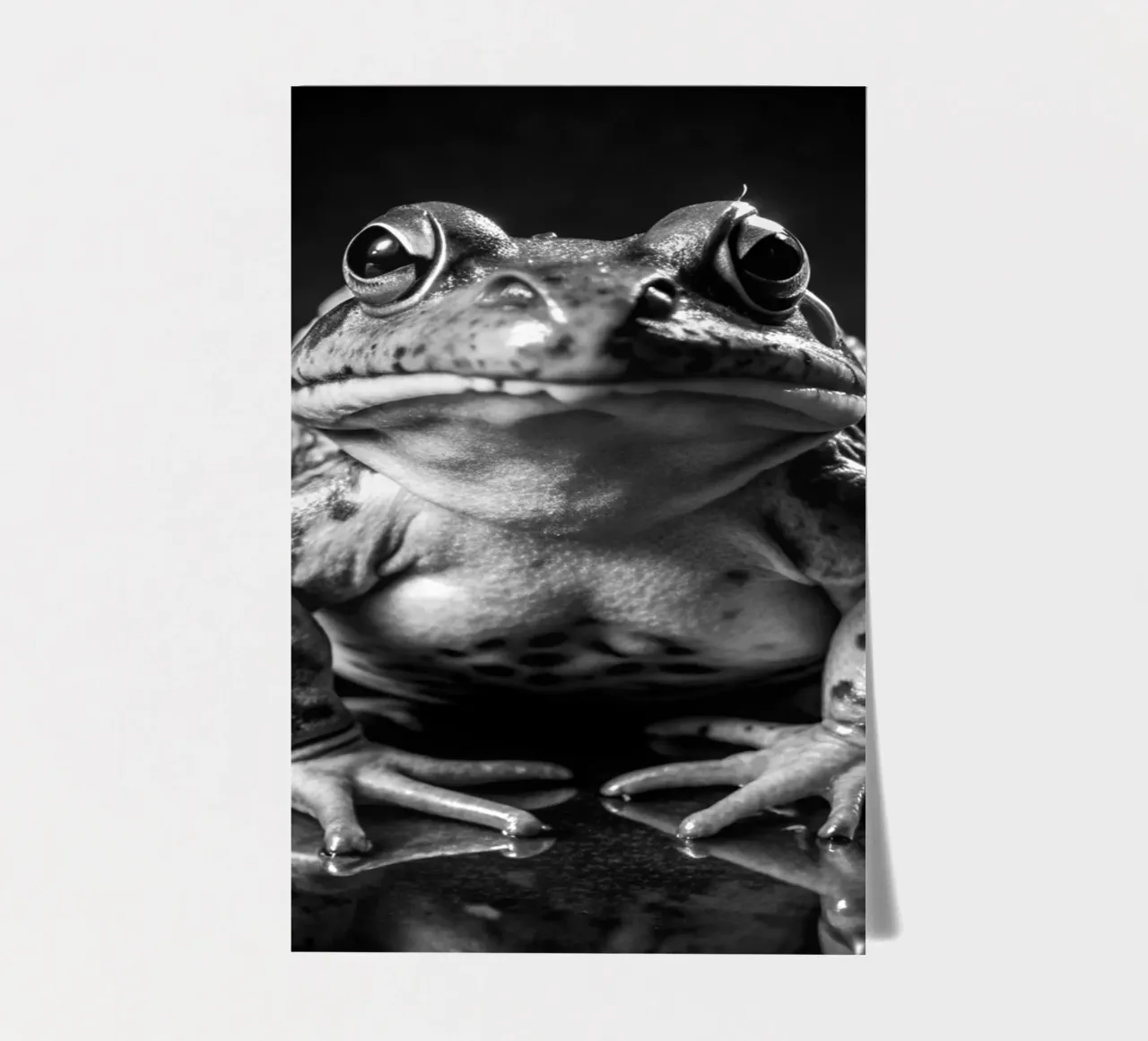 faccia di rana fotografia animale in bianco e nero foglio adesivo da kanayaa