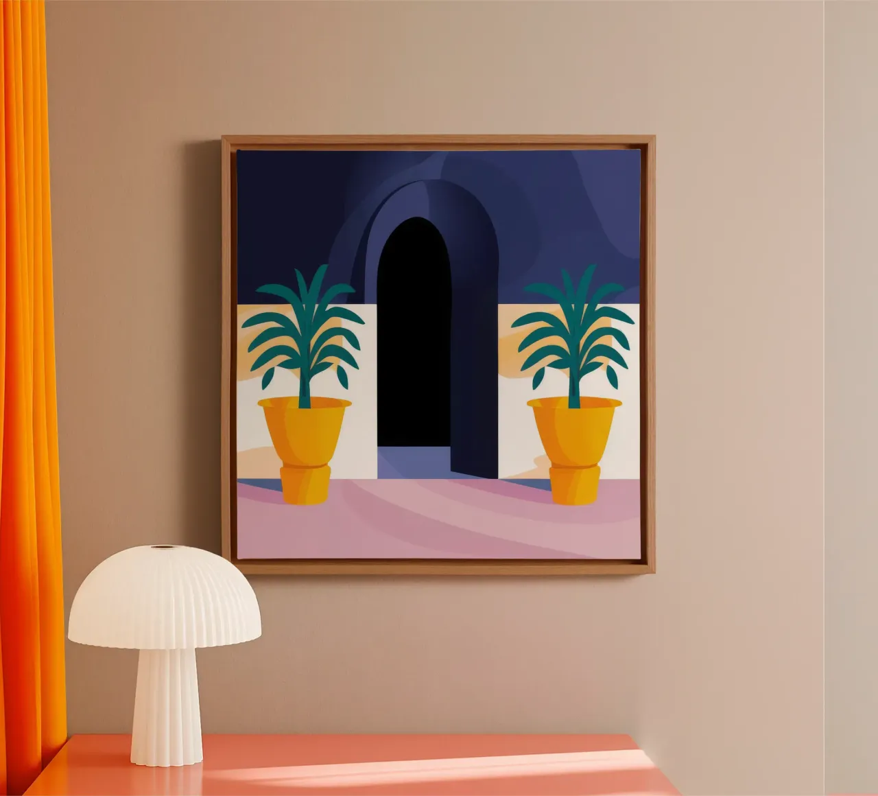 Midnight Palm Atrium canvas with Floater frame by Jasper Rune