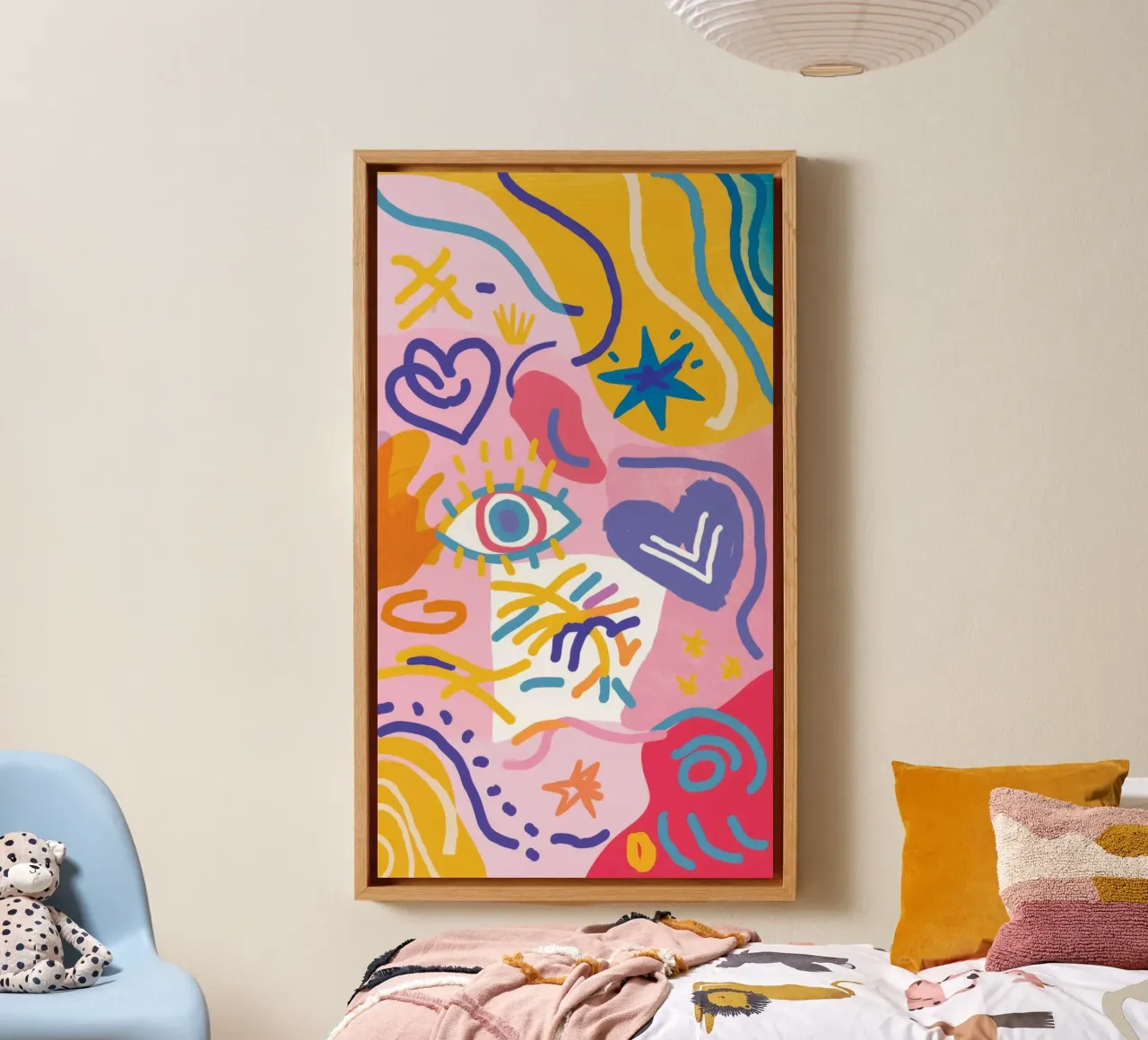 Abstracte liefdesviering canvas met Baklijst van Chroma Haven