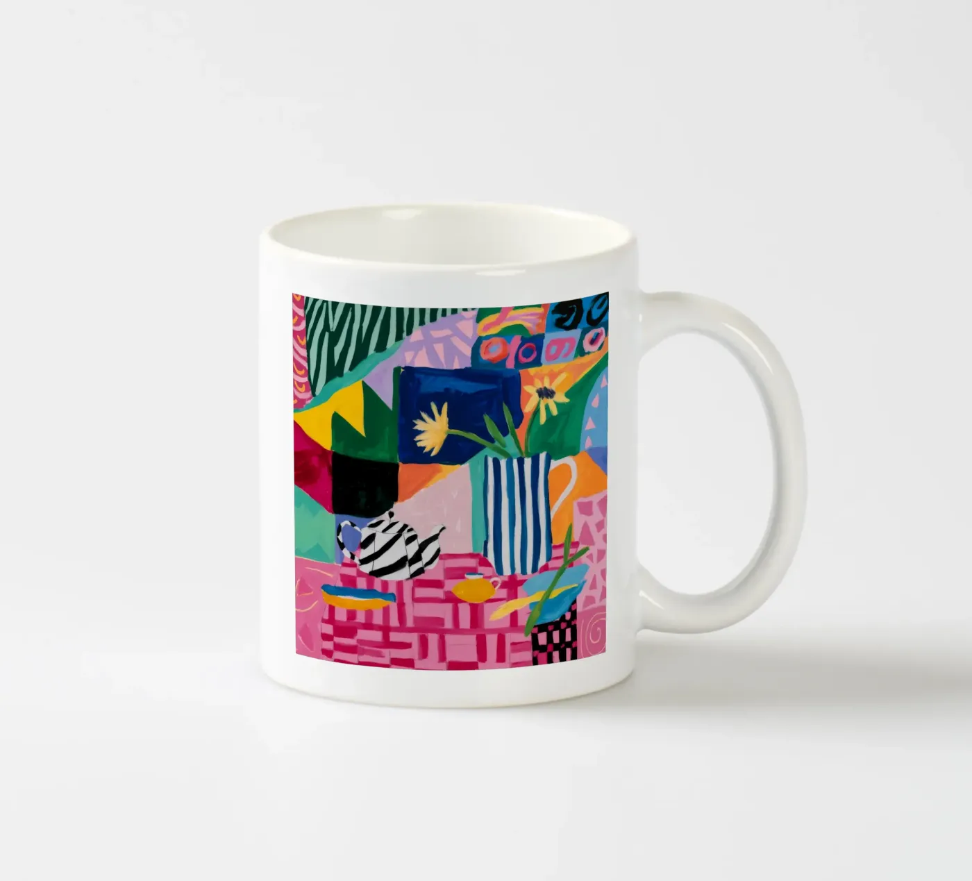 Joyful Pattern Collision ceramic mug by Ember Stone