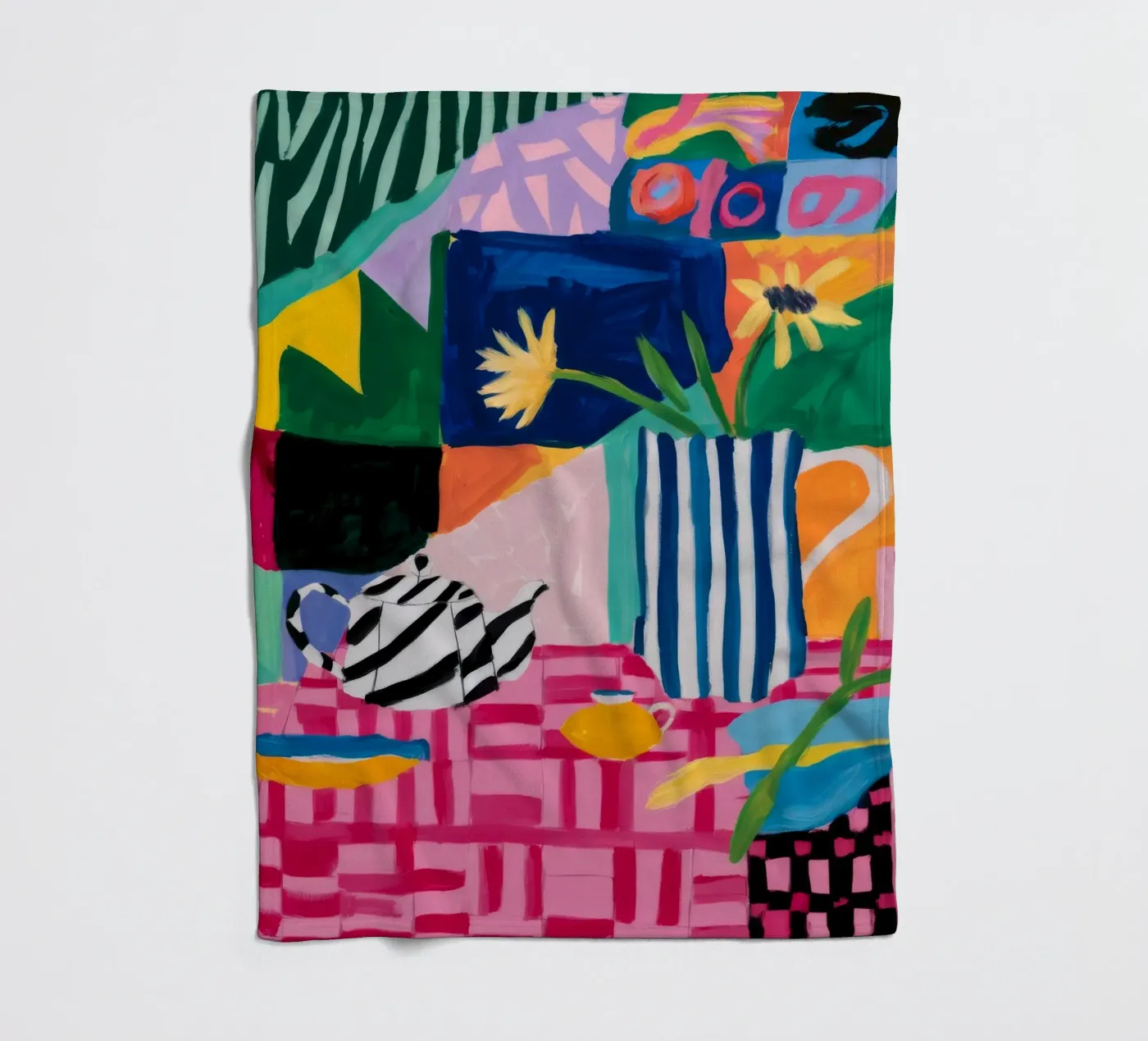 Fröhliche Musterkollision Fleecedecke von Ember Stone