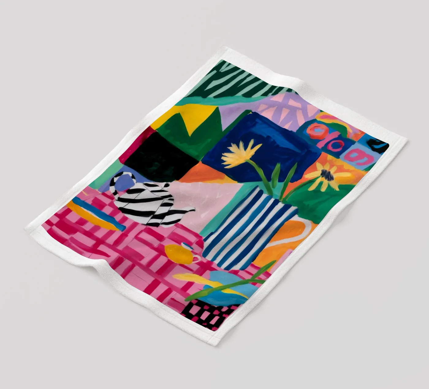 Fröhliche Musterkollision Fleecedecke von Ember Stone