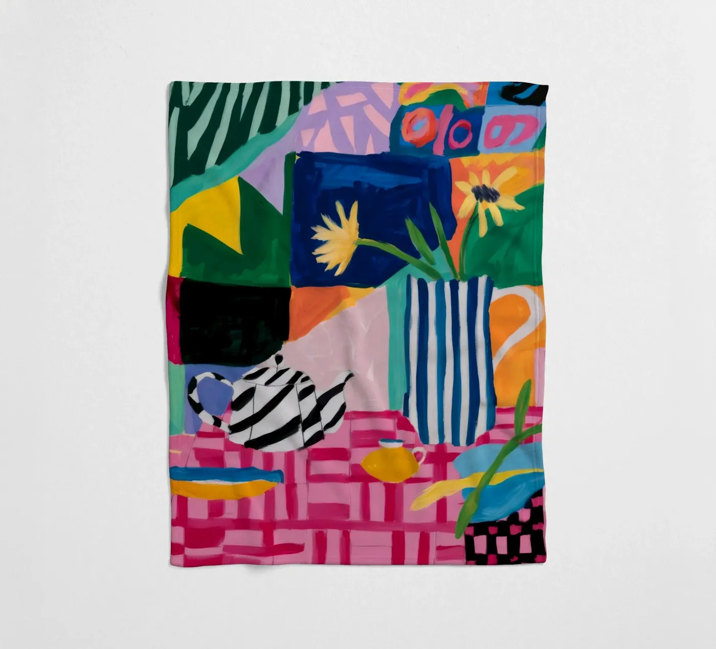 Fröhliche Musterkollision Fleecedecke von Ember Stone