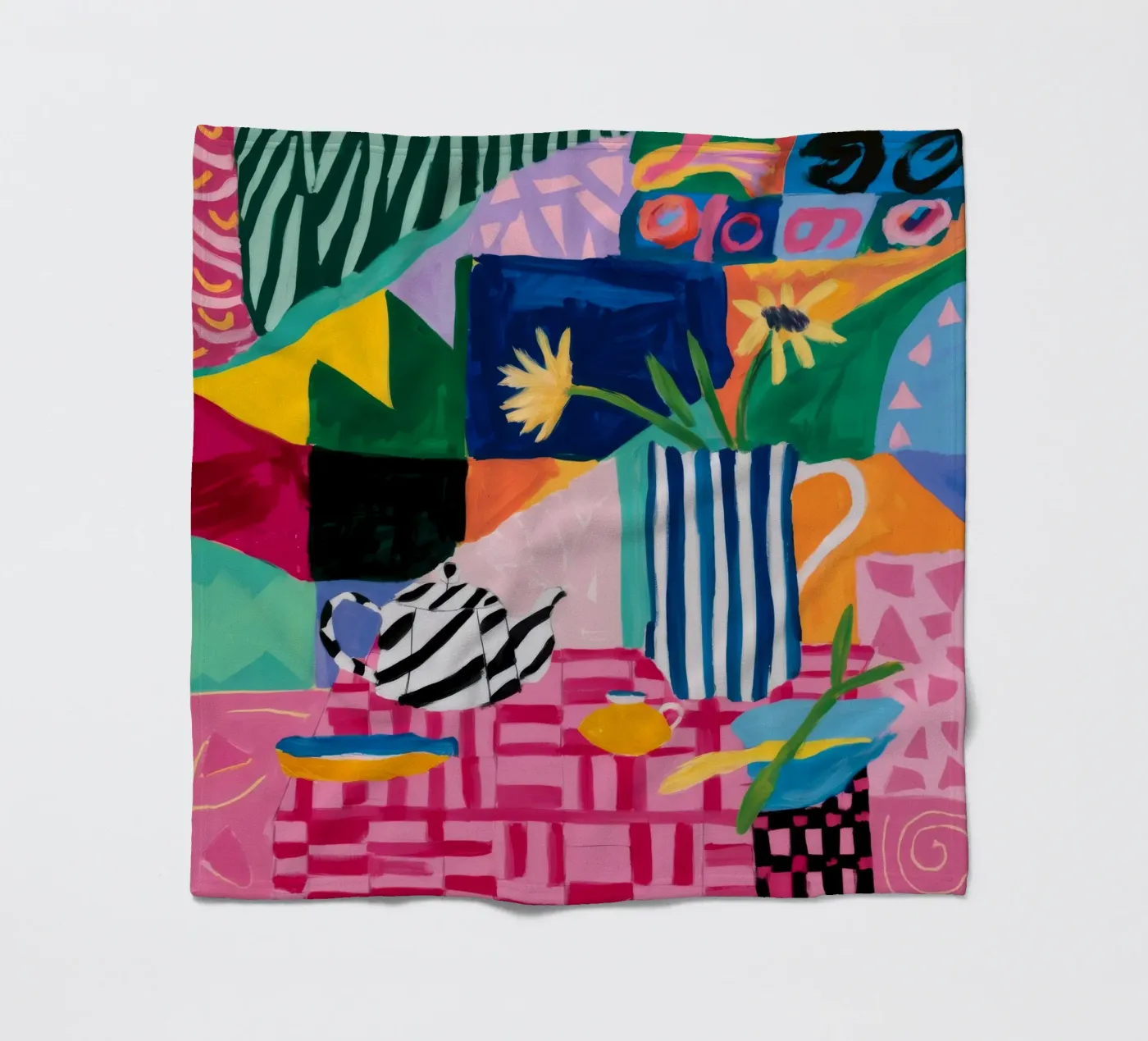 Fröhliche Musterkollision Fleecedecke von Ember Stone