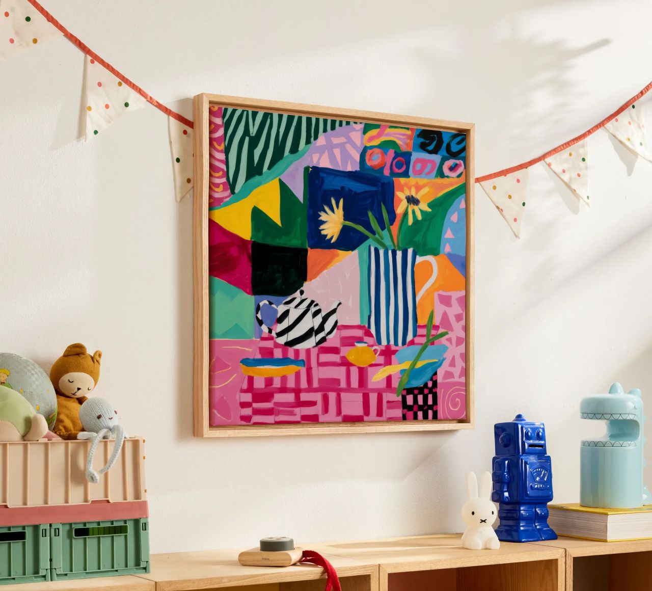 Joyful Pattern Collision canvas by Ember Stone