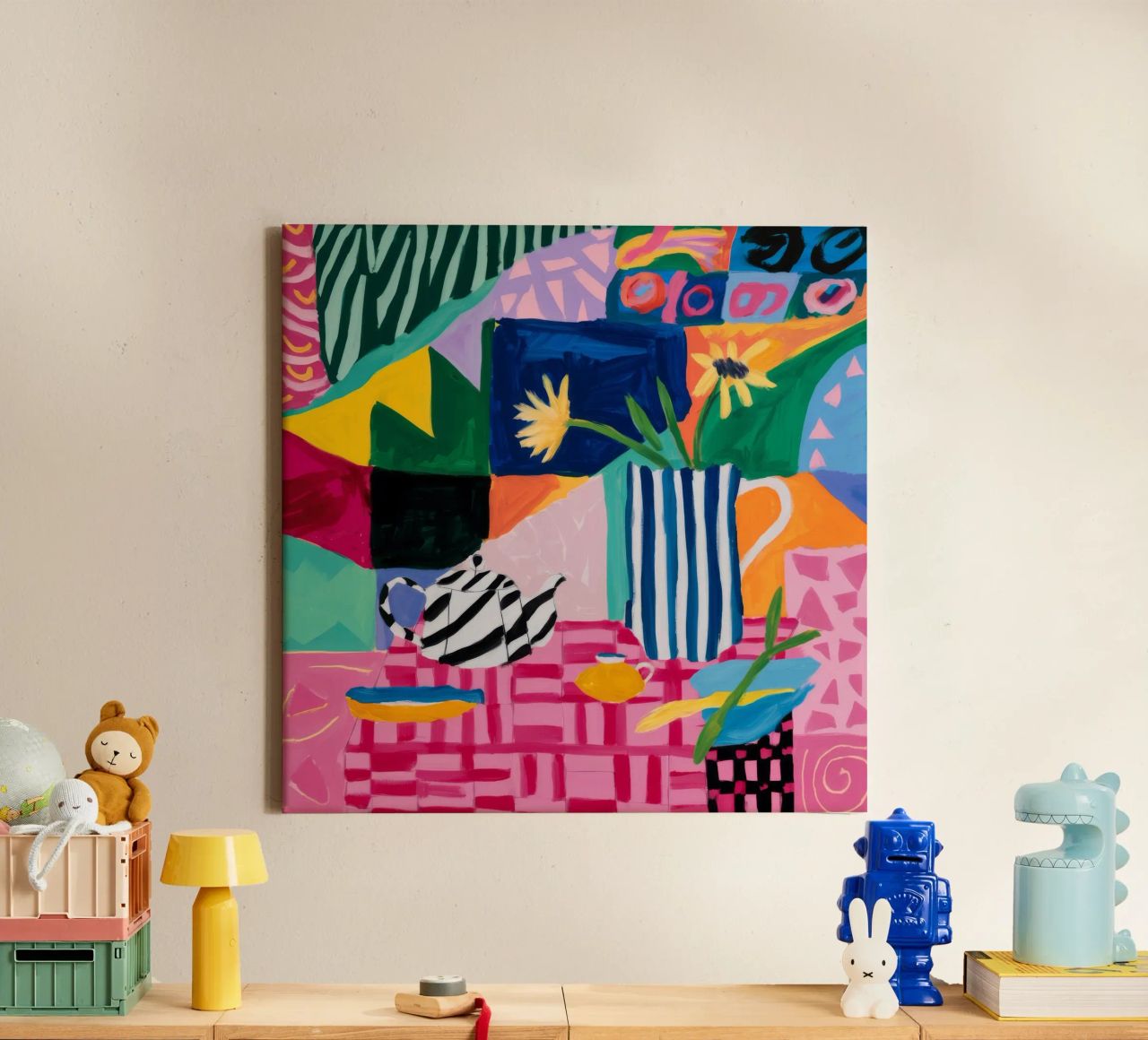 Joyful Pattern Collision canvas by Ember Stone