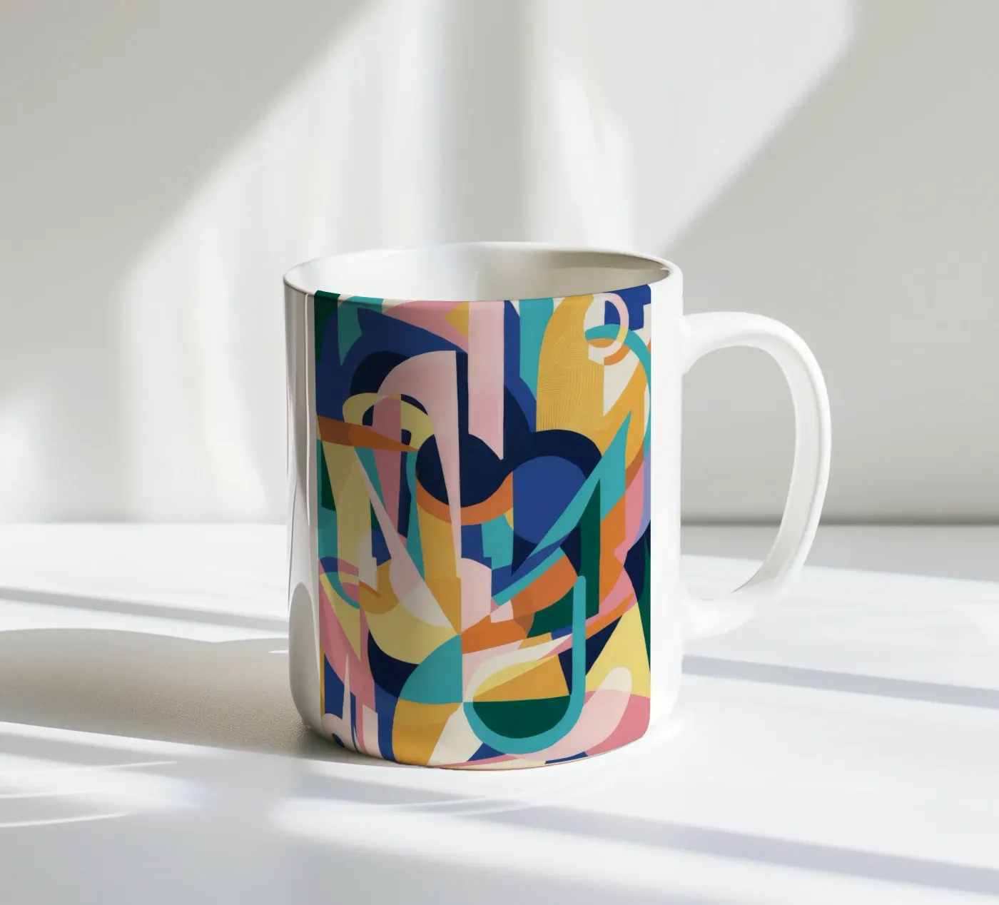 Deconstructed Rhythmic Forms ceramic mug by Ember Stone