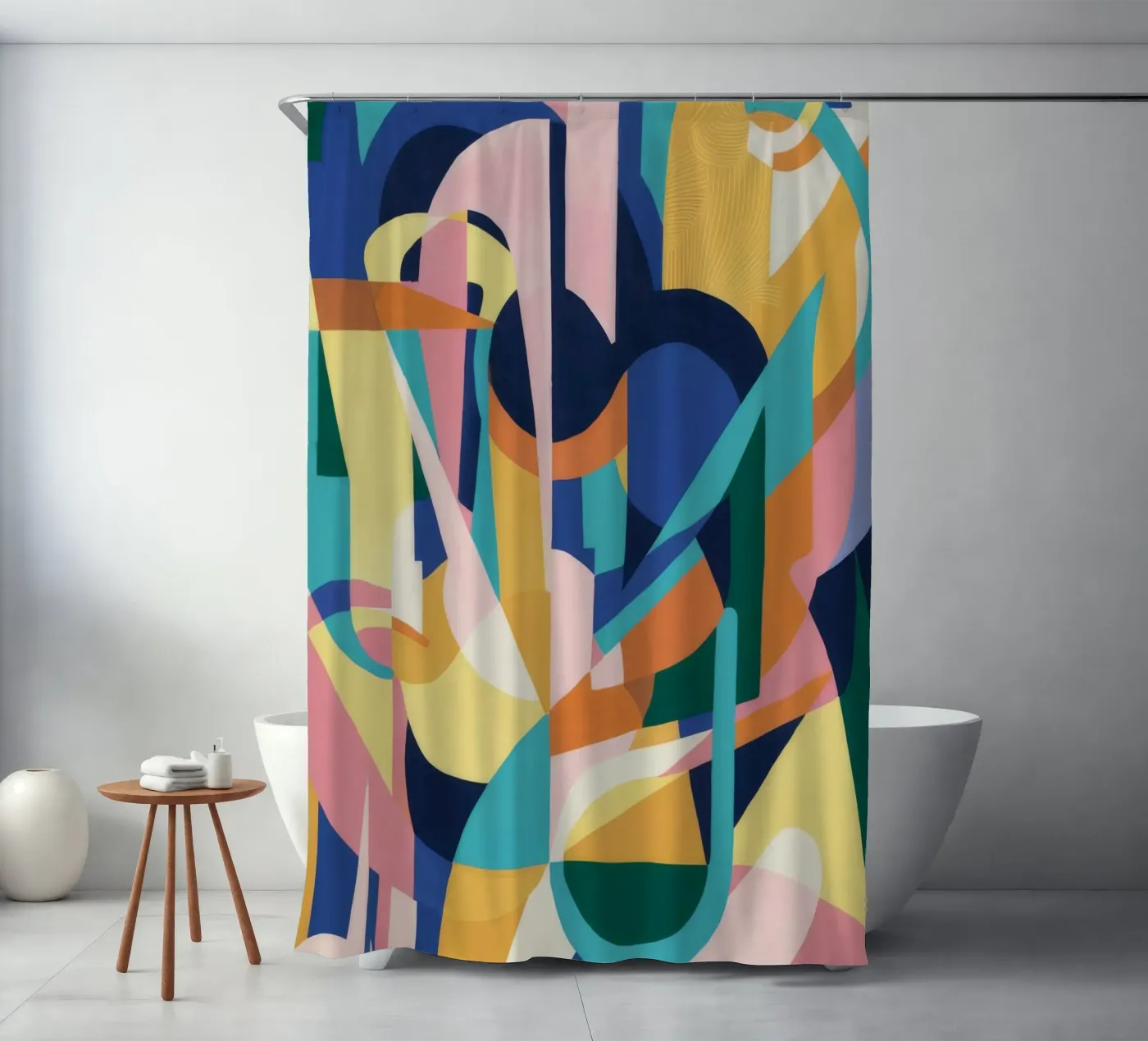 Deconstructed Rhythmic Forms shower curtain by Ember Stone