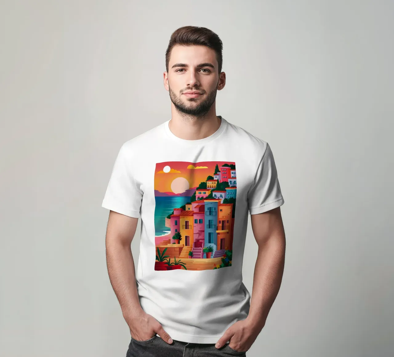 Cinque Terre Sonnenuntergang T-Shirt von Chroma Haven